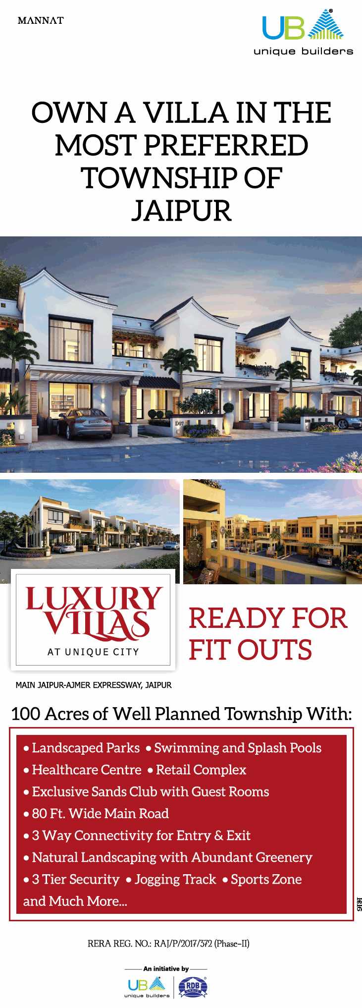 Own a villa in a well planned township at Unique City in Jaipur